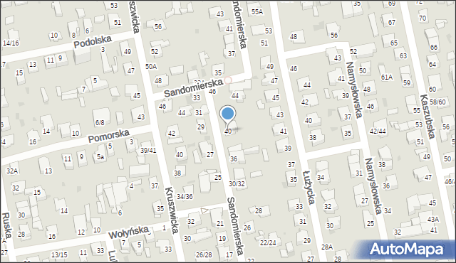 Częstochowa, Sandomierska, 40, mapa Częstochowy