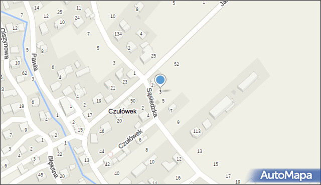 Czułówek, Sąsiedzka, 3, mapa Czułówek