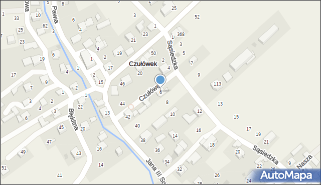 Czułówek, Sąsiedzka, 6, mapa Czułówek