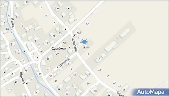 Czułówek, Sąsiedzka, 7, mapa Czułówek