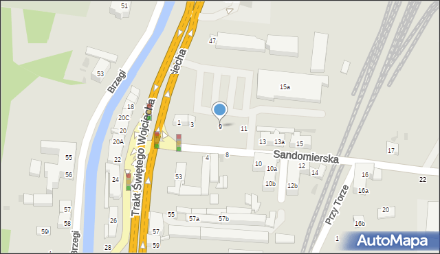 Gdańsk, Sandomierska, 9, mapa Gdańska