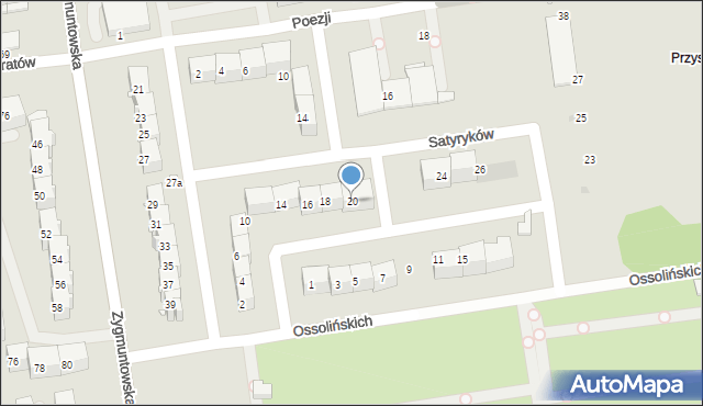 Gliwice, Satyryków, 20, mapa Gliwic