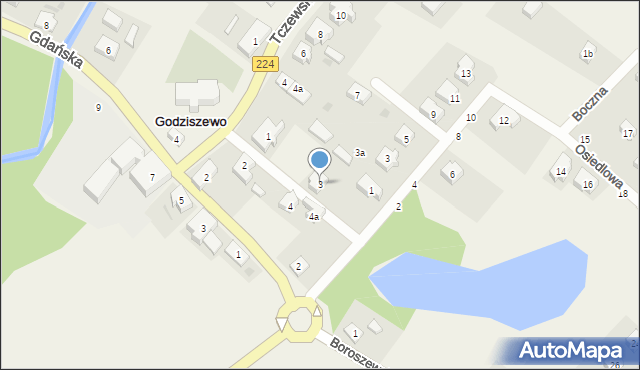 Godziszewo, Sawickiego, ks., 3, mapa Godziszewo