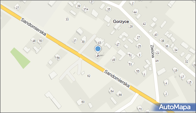 Gorzyce, Sandomierska, 45, mapa Gorzyce