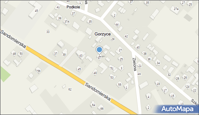 Gorzyce, Sandomierska, 47, mapa Gorzyce