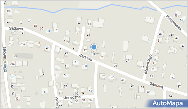 Jędrzejów, Sadowa, 19, mapa Jędrzejów