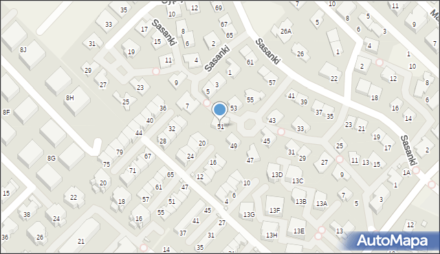 Józefosław, Sasanki, 51, mapa Józefosław