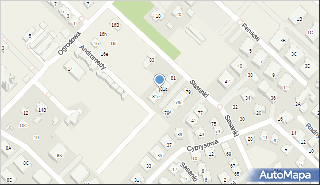 Józefosław, Sasanki, 81d, mapa Józefosław