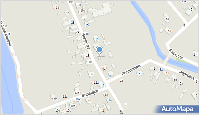 Kalisz, Saperska, 11, mapa Kalisza