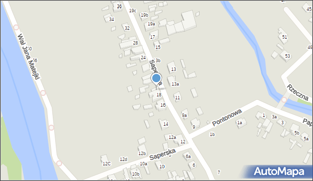 Kalisz, Saperska, 18a, mapa Kalisza