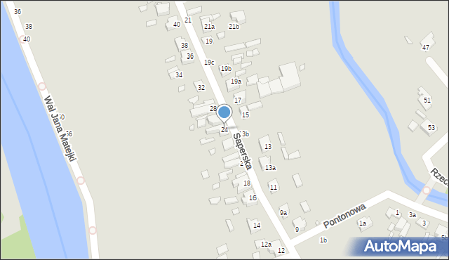 Kalisz, Saperska, 24, mapa Kalisza