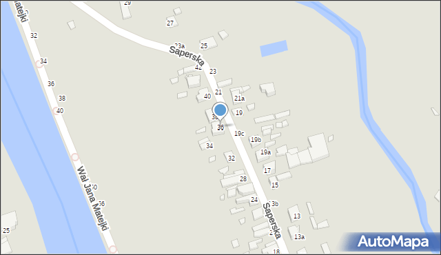 Kalisz, Saperska, 36, mapa Kalisza