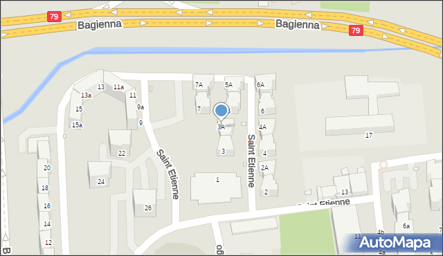 Katowice, Saint Etienne, 3A, mapa Katowic