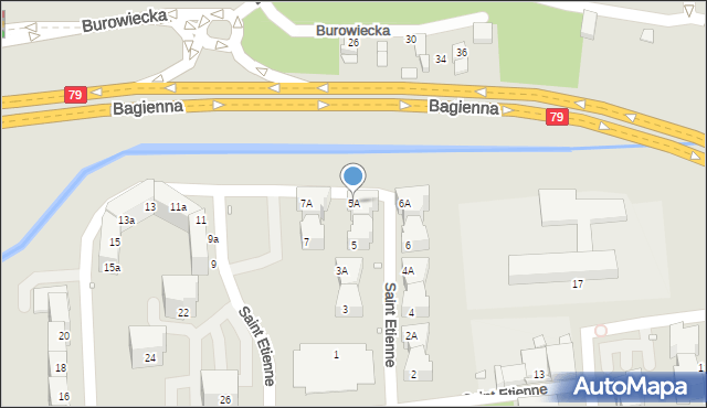 Katowice, Saint Etienne, 5A, mapa Katowic