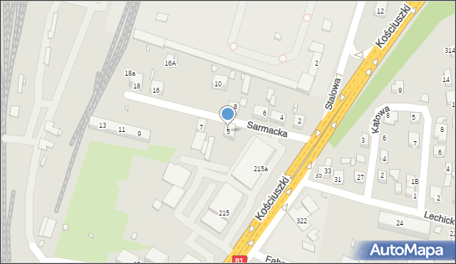 Katowice, Sarmacka, 5, mapa Katowic