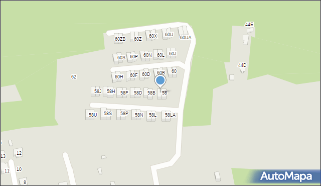 Katowice, Sandacza, 58A, mapa Katowic