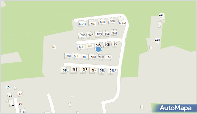 Katowice, Sandacza, 58C, mapa Katowic