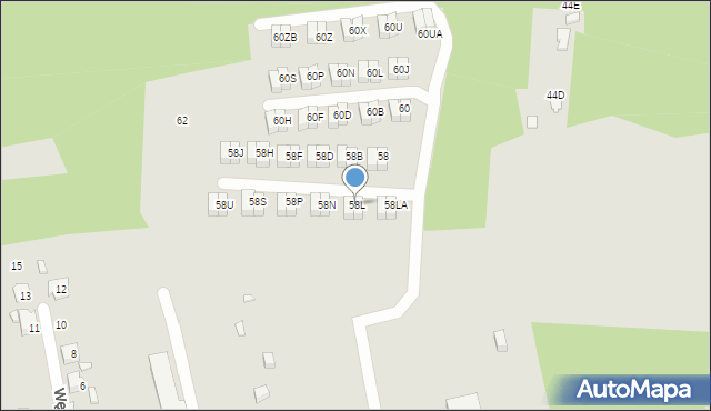 Katowice, Sandacza, 58L, mapa Katowic