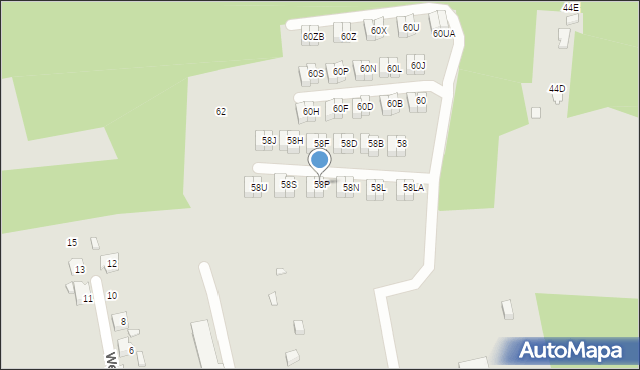 Katowice, Sandacza, 58P, mapa Katowic