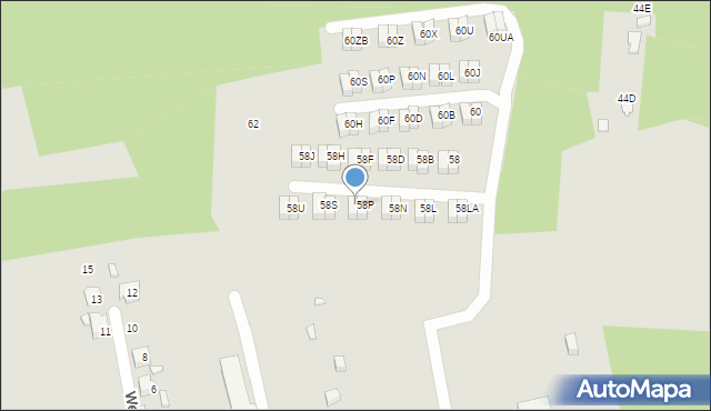 Katowice, Sandacza, 58R, mapa Katowic