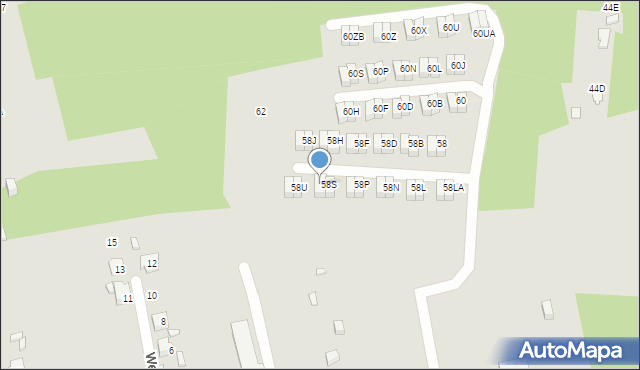 Katowice, Sandacza, 58T, mapa Katowic