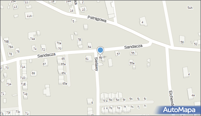 Katowice, Sandacza, 59, mapa Katowic