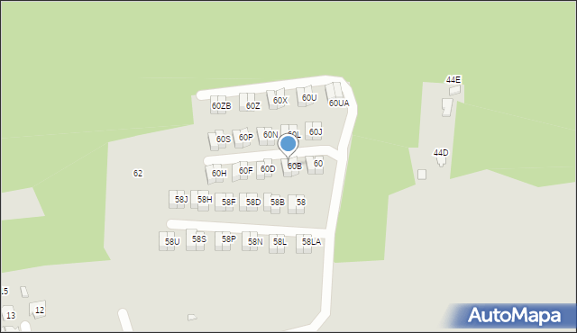 Katowice, Sandacza, 60C, mapa Katowic