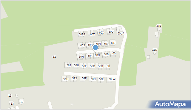 Katowice, Sandacza, 60E, mapa Katowic