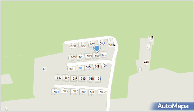 Katowice, Sandacza, 60L, mapa Katowic