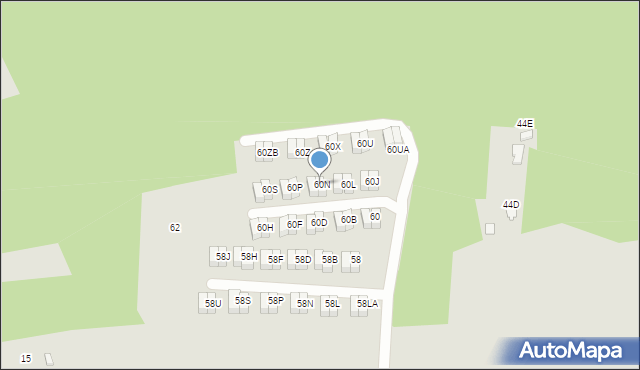 Katowice, Sandacza, 60N, mapa Katowic