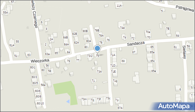 Katowice, Sandacza, 73, mapa Katowic