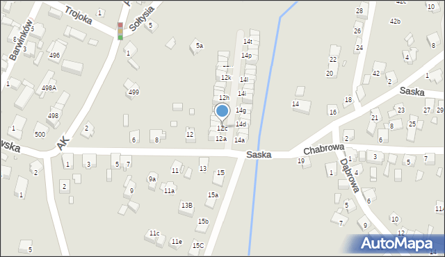 Katowice, Saska, 12c, mapa Katowic