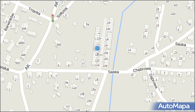 Katowice, Saska, 12e, mapa Katowic