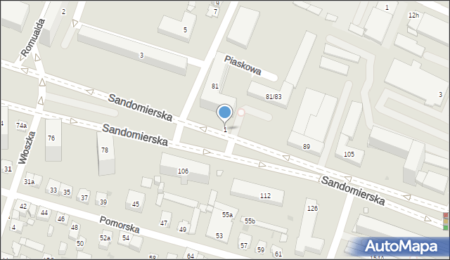 Kielce, Sandomierska, 1, mapa Kielc