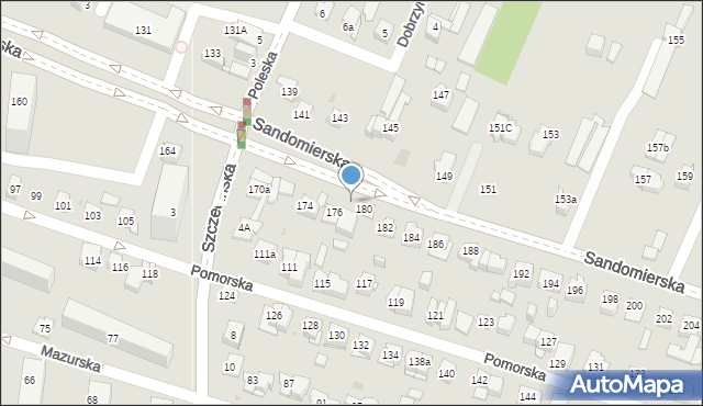 Kielce, Sandomierska, 178, mapa Kielc