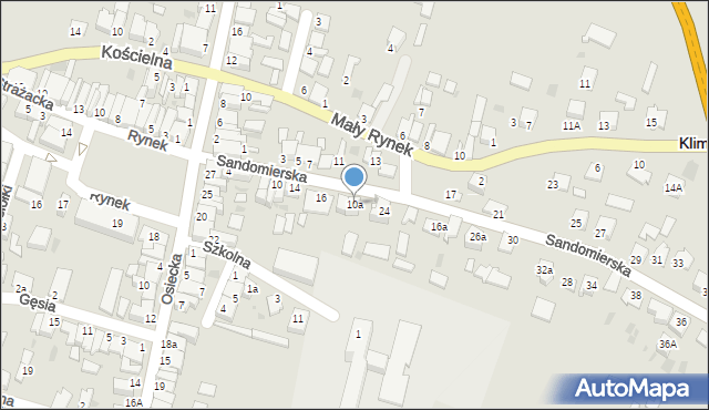 Klimontów, Sandomierska, 10a, mapa Klimontów