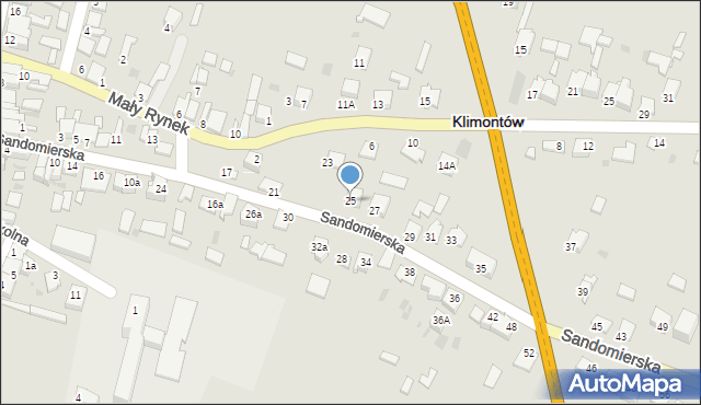 Klimontów, Sandomierska, 25, mapa Klimontów