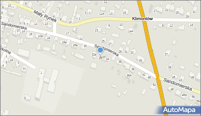 Klimontów, Sandomierska, 28, mapa Klimontów