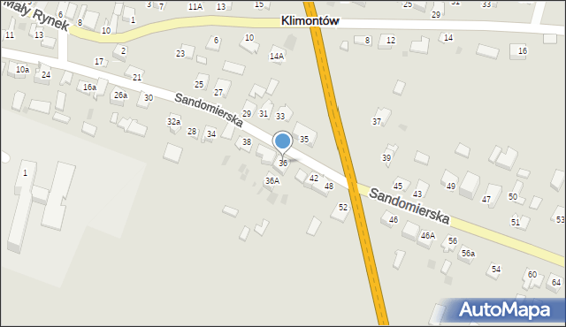 Klimontów, Sandomierska, 36, mapa Klimontów