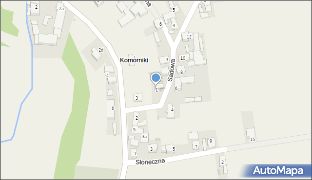 Komorniki, Sadowa, 1, mapa Komorniki