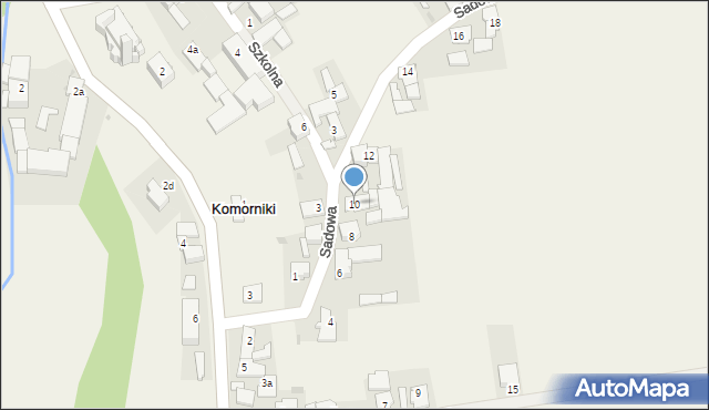 Komorniki, Sadowa, 10, mapa Komorniki