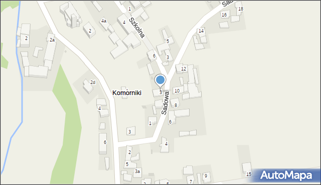 Komorniki, Sadowa, 3, mapa Komorniki