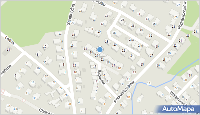 Koszalin, Saperów, 24, mapa Koszalina