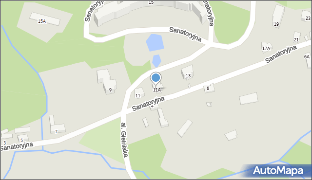Kowary, Sanatoryjna, 11A, mapa Kowary
