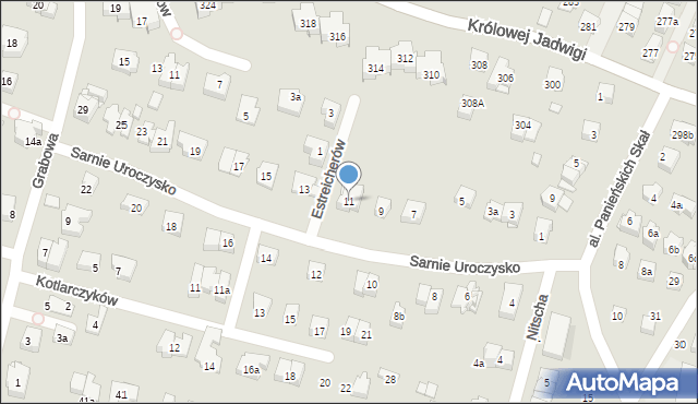 Kraków, Sarnie Uroczysko, 11, mapa Krakowa