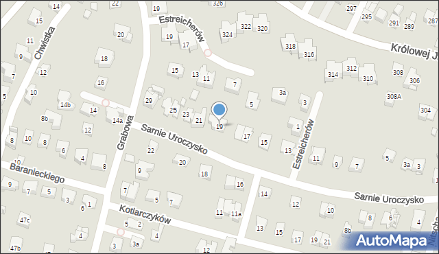 Kraków, Sarnie Uroczysko, 19, mapa Krakowa