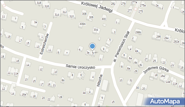 Kraków, Sarnie Uroczysko, 3, mapa Krakowa