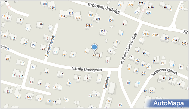 Kraków, Sarnie Uroczysko, 3a, mapa Krakowa