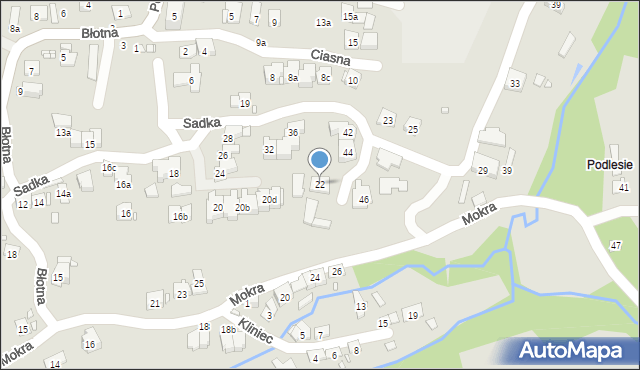 Kraków, Sadka, 22, mapa Krakowa