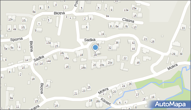 Kraków, Sadka, 24, mapa Krakowa